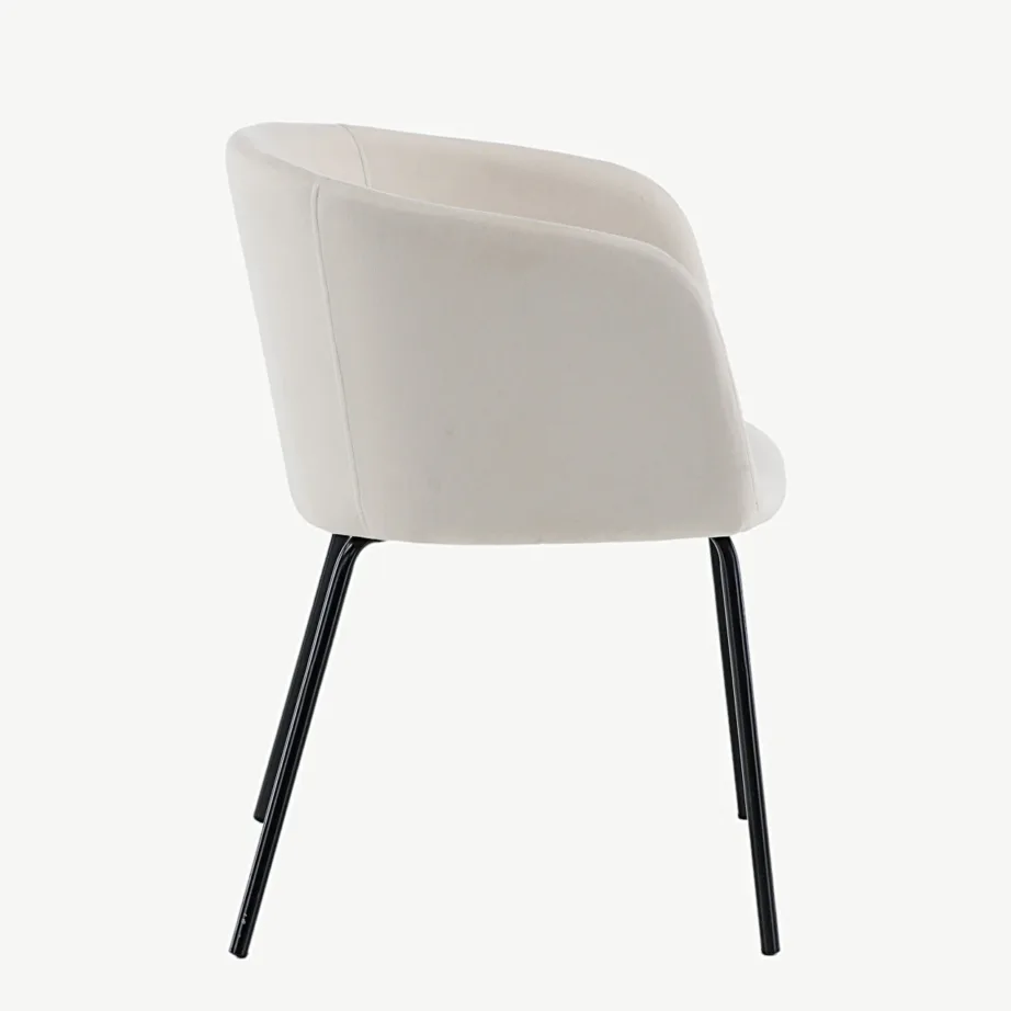 Beežist sametist söögitool Berit mustade terasjalgadega, 15562-880 – 2