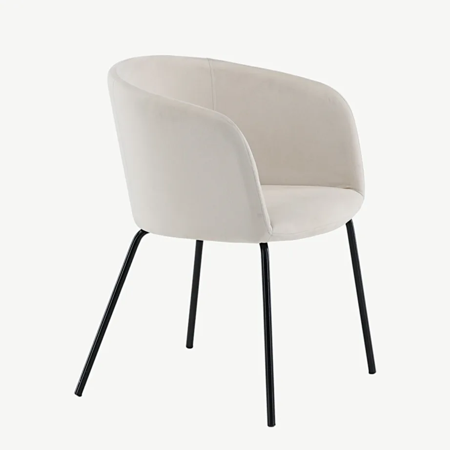 Beežist sametist söögitool Berit mustade terasjalgadega, 15562-880 – 3