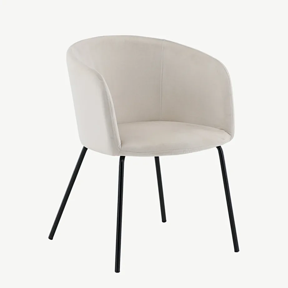 Beežist sametist söögitool Berit mustade terasjalgadega, 15562-880 – 4