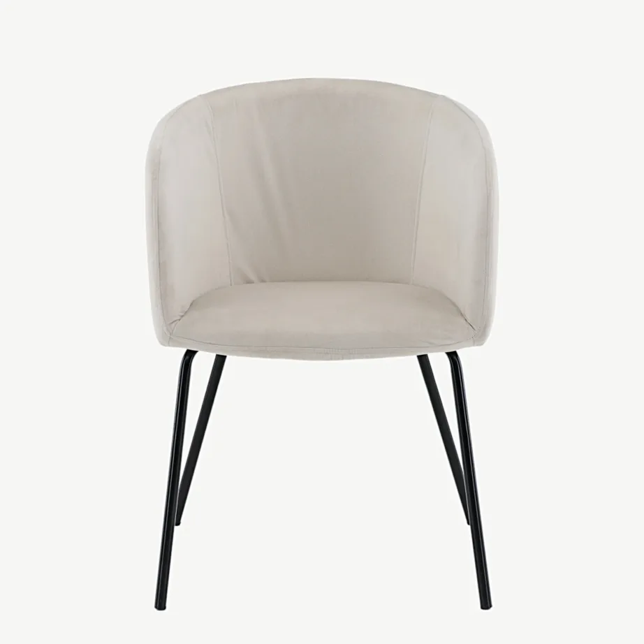 Beežist sametist söögitool Berit mustade terasjalgadega, 15562-880 – 5