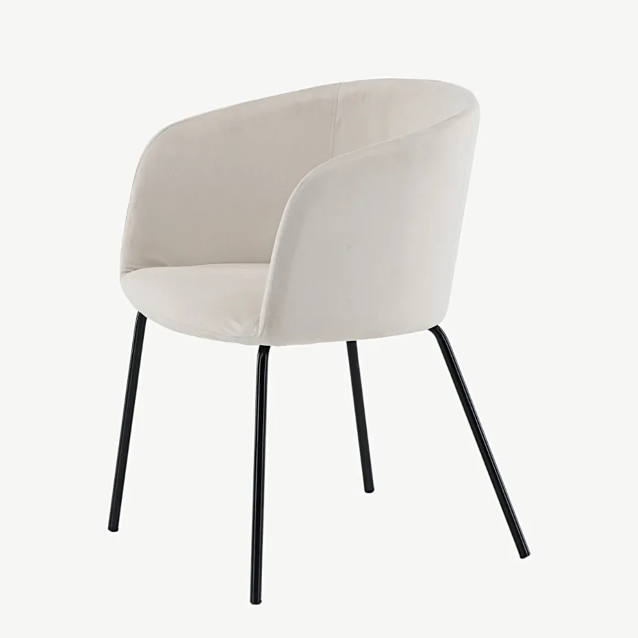 Beežist sametist söögitool Berit mustade terasjalgadega, 15562-880 – 6