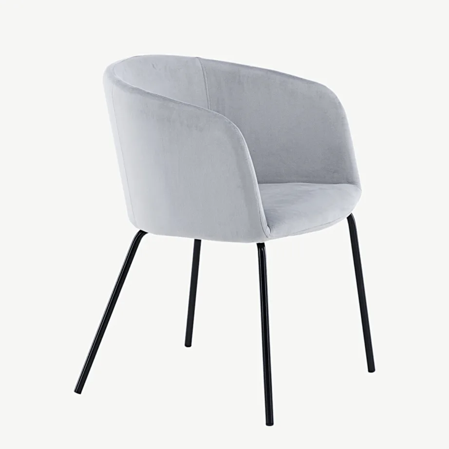 Hallist sametist söögitool Berit mustade terasjalgadega, 15562-885 – 3