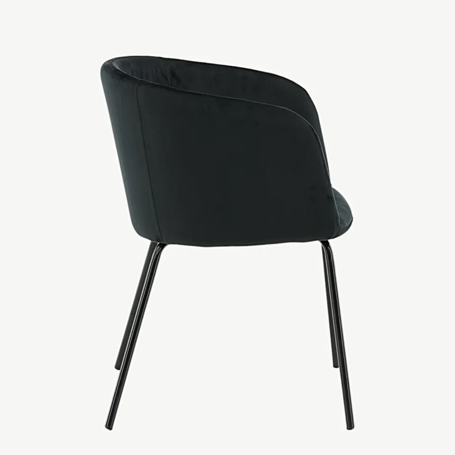 Mustast sametist söögitool Berit metalljalgadel, 15562-888 – 2