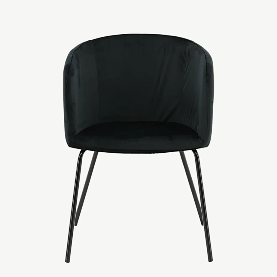 Mustast sametist söögitool Berit metalljalgadel, 15562-888 – 4