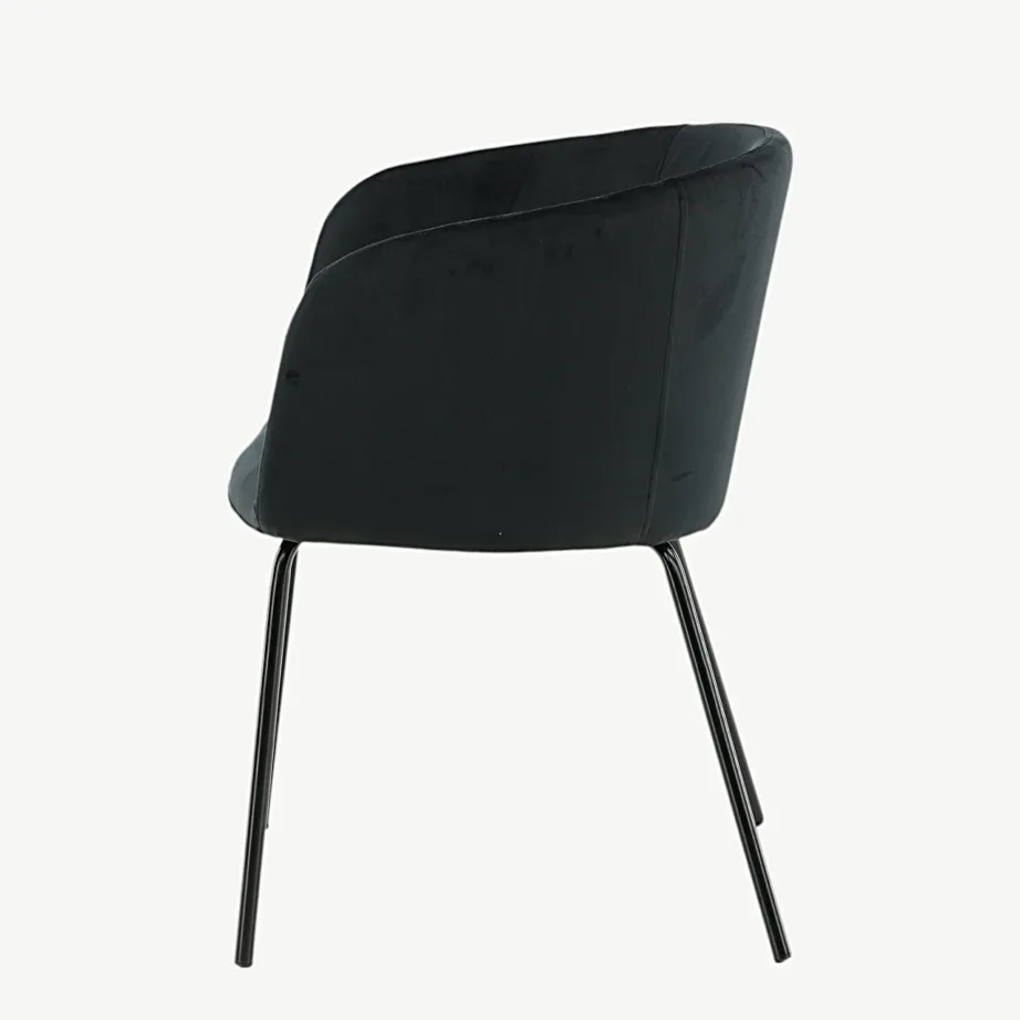 Mustast sametist söögitool Berit metalljalgadel, 15562-888 – 7