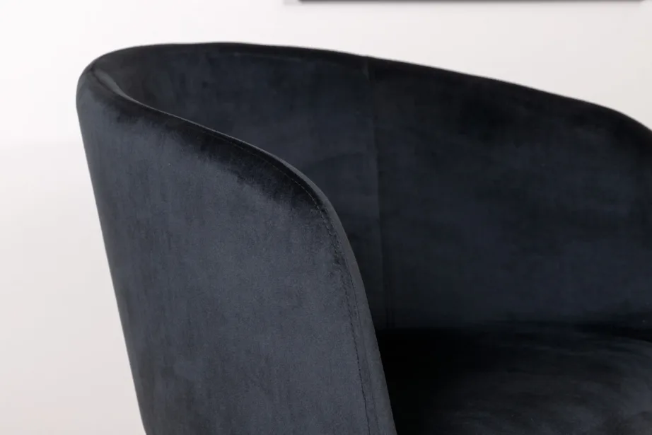 Mustast sametist söögitool Berit metalljalgadel, 15562-888 – 11