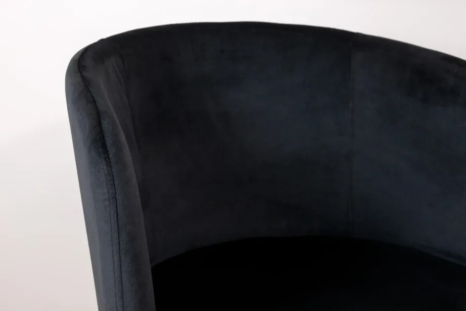 Mustast sametist söögitool Berit metalljalgadel, 15562-888 – 12