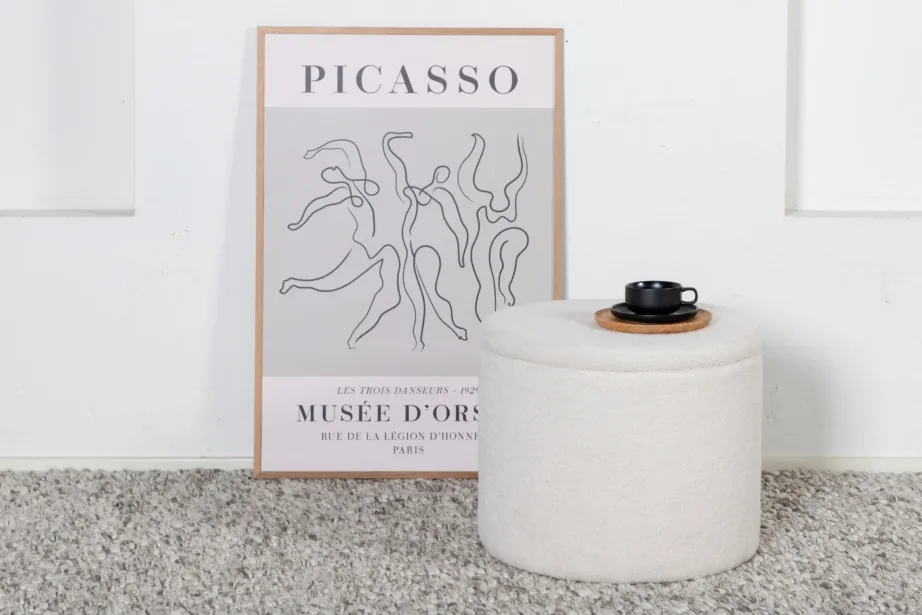 Valge panipaigaga ümmargune Dunken tumba teddy-kattega, 15563-400 – 5