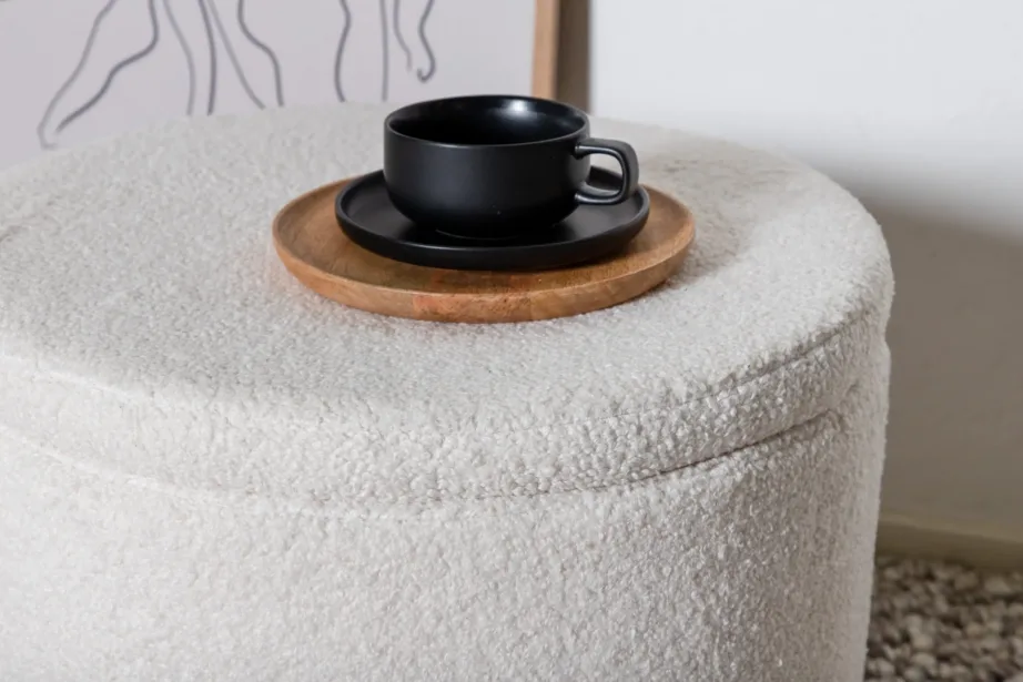 Valge panipaigaga ümmargune Dunken tumba teddy-kattega, 15563-400 – 9