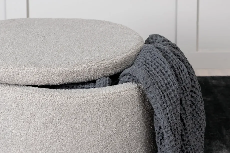 Dunken sarja hallikasbeež panipaigaga ümar ottoman, bukleekangas, 15563-405 – 8