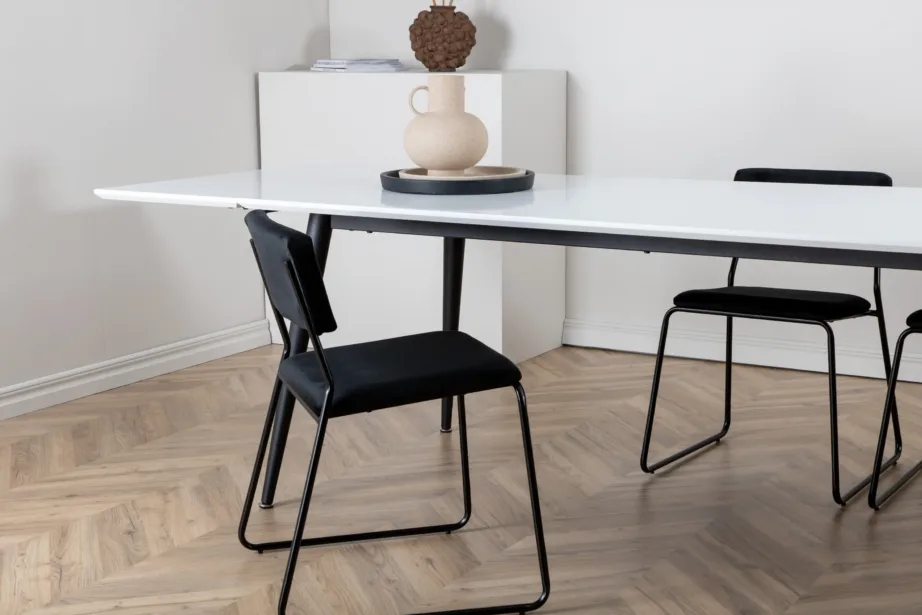 Pikendatav valge HPL-söögilaud Jimmy mustade metalljalgadega, 15565-468 – 7