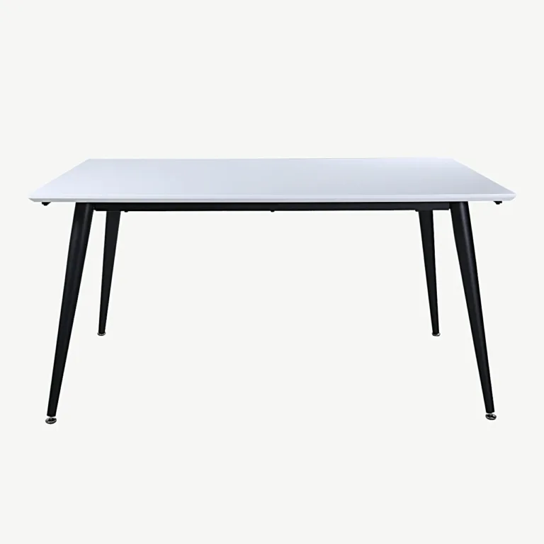 Pikendatav valge söögilaud Jimmy HPL-plaadiga ja mustade metalljalgadega, 150x90 cm - 15566-468