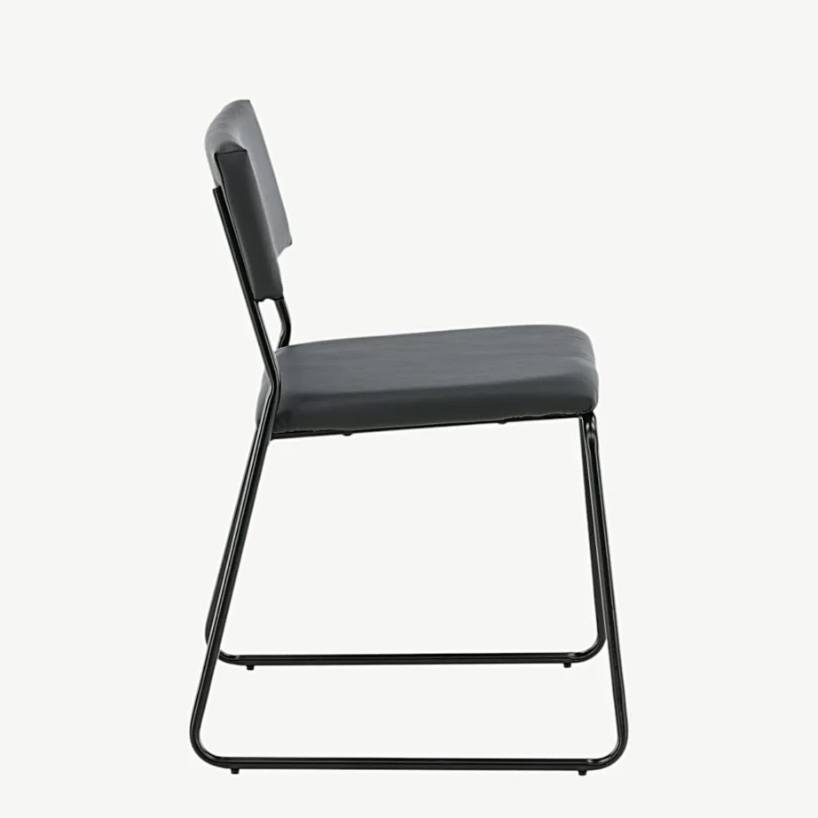 Kenth mustast kunstnahast söögitool terasraamiga, 15567-458 – 2