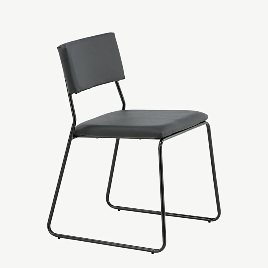 Kenth mustast kunstnahast söögitool terasraamiga, 15567-458 – 3