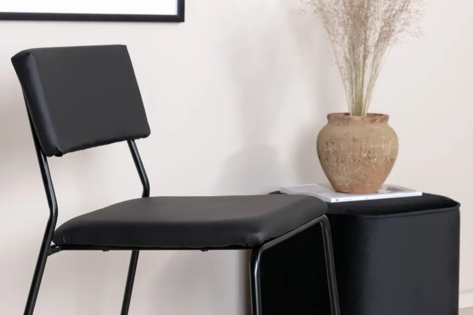 Kenth mustast kunstnahast söögitool terasraamiga, 15567-458 – 8