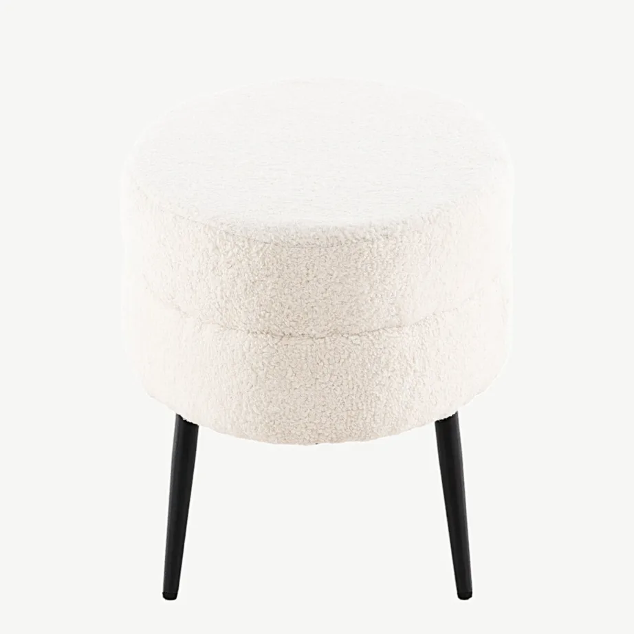 Valge bukleekangaga ovaalne Otto tumba mustade terasjalgadega, 15569-400 – 2