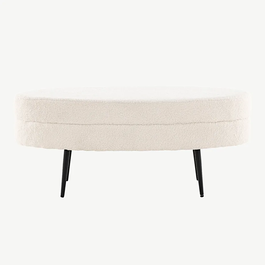 Valge bukleekangaga ovaalne Otto tumba mustade terasjalgadega, 15569-400 – 4