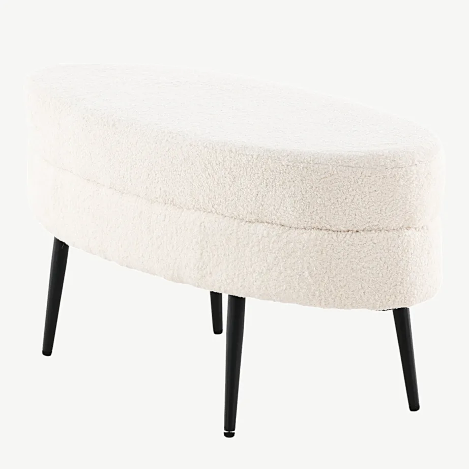 Valge bukleekangaga ovaalne Otto tumba mustade terasjalgadega, 15569-400 – 6