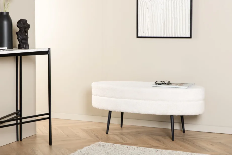 Valge bukleekangaga ovaalne Otto tumba mustade terasjalgadega, 15569-400 – 8