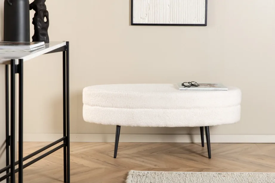 Valge bukleekangaga ovaalne Otto tumba mustade terasjalgadega, 15569-400 – 9