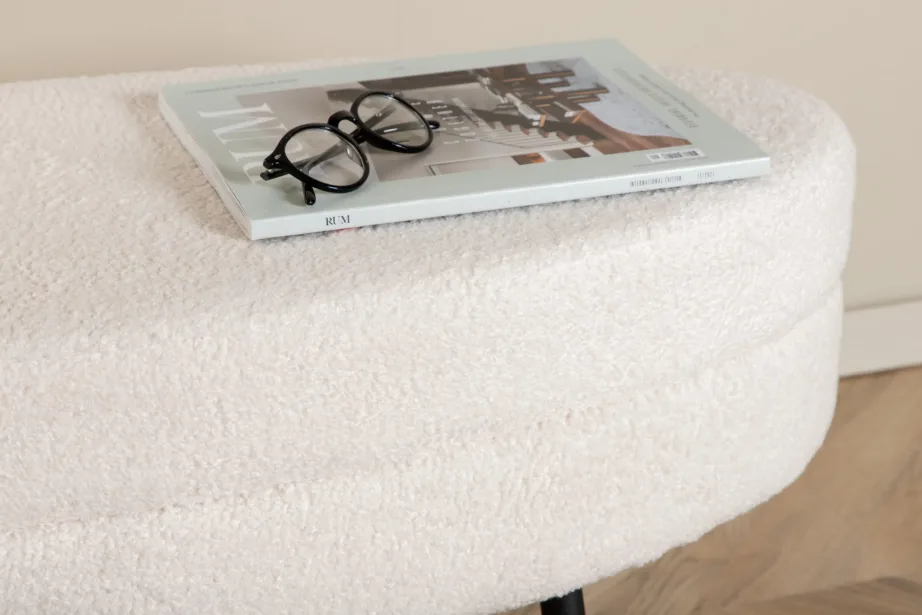 Valge bukleekangaga ovaalne Otto tumba mustade terasjalgadega, 15569-400 – 10