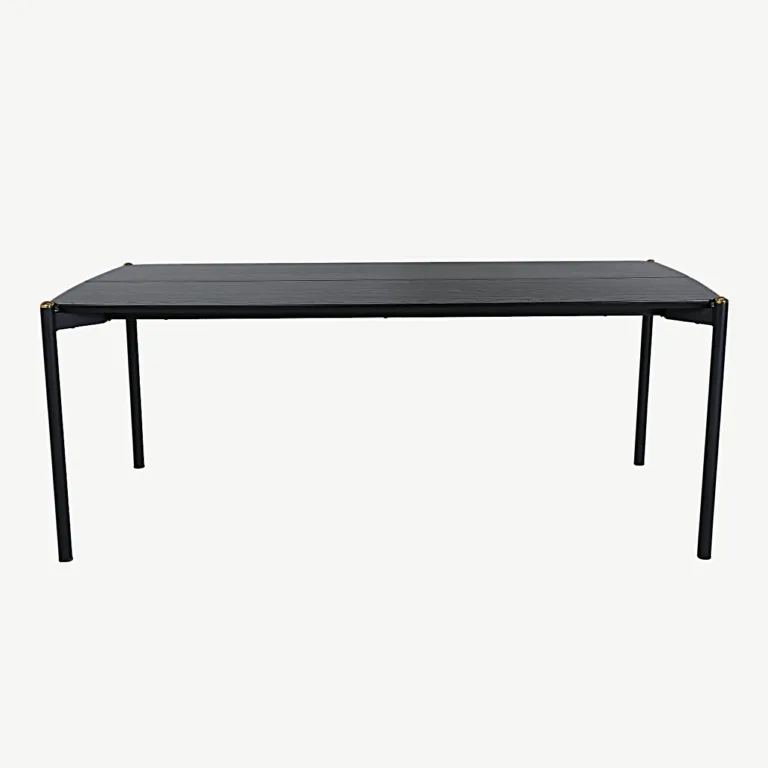 Pelle must söögilaud MDF-vineerist, metalljalgade ja messingdetailidega, 190x90 cm - 15571-188