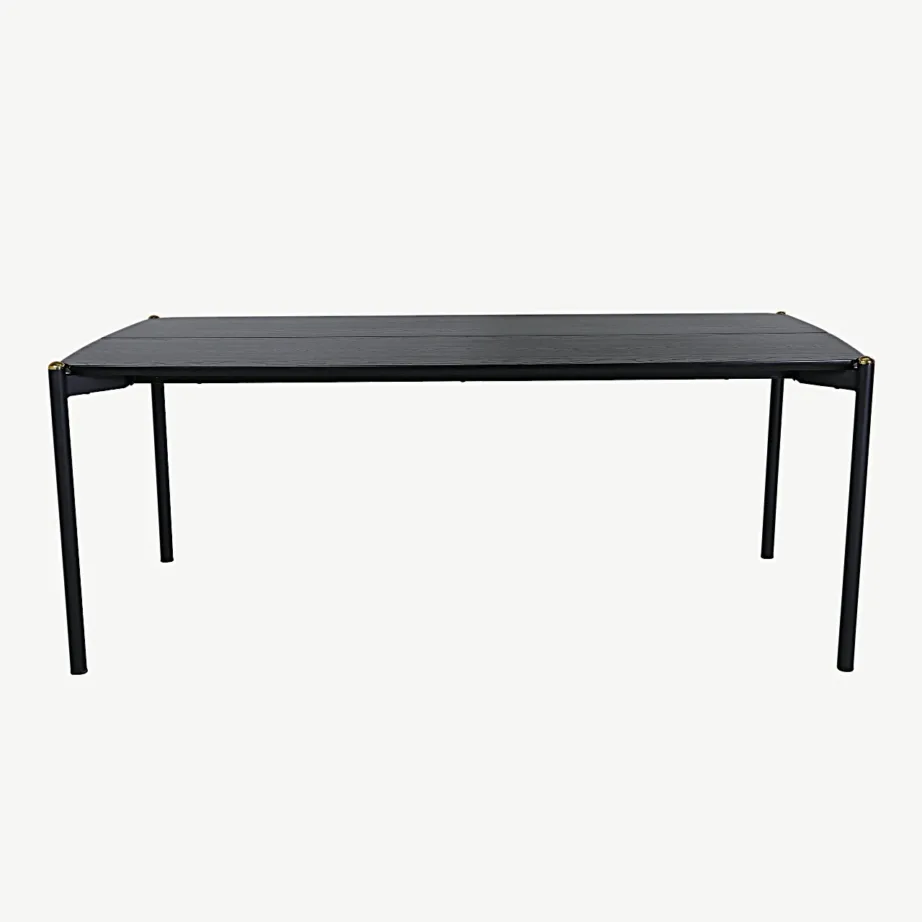 Pelle must söögilaud MDF-vineerist, metalljalgade ja messingdetailidega, 190×90 cm, 15571-188 – 2