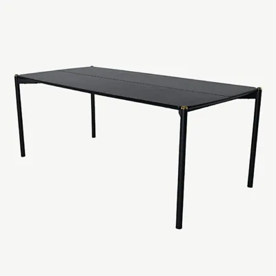 Pelle must söögilaud MDF-vineerist, metalljalgade ja messingdetailidega, 190x90 cm - 15571-188