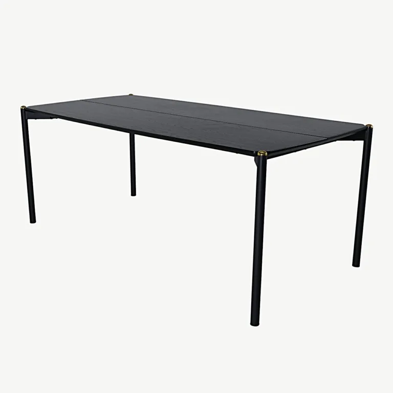 Pelle must söögilaud MDF-vineerist, metalljalgade ja messingdetailidega, 190x90 cm - 15571-188