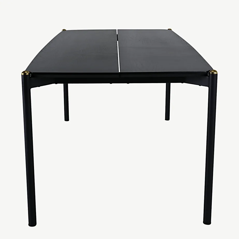 Pelle must söögilaud MDF-vineerist, metalljalgade ja messingdetailidega, 190×90 cm, 15571-188 – 3