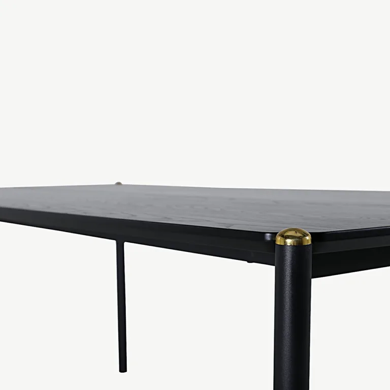 Pelle must söögilaud MDF-vineerist, metalljalgade ja messingdetailidega, 190x90 cm - 15571-188