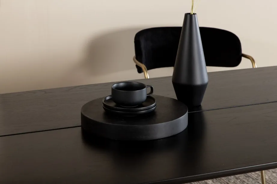 Pelle must söögilaud MDF-vineerist, metalljalgade ja messingdetailidega, 190×90 cm, 15571-188 – 7