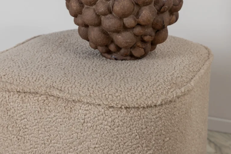 Beež buklee-tumba Piff – skandinaavialik stiil (Ø44 cm, H41 cm) - 15572-403