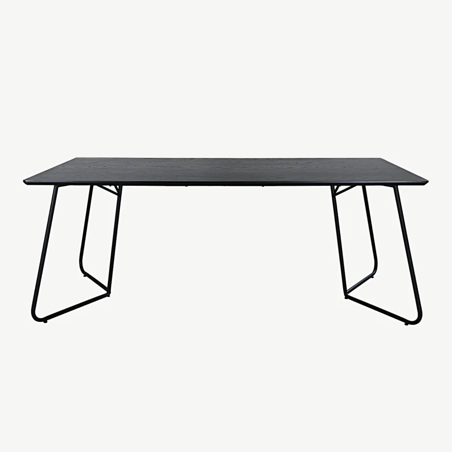 Must söögilaud Petra MDF-spooniga ja terasjalgadel, 190×90 cm, 15574-888 – 2