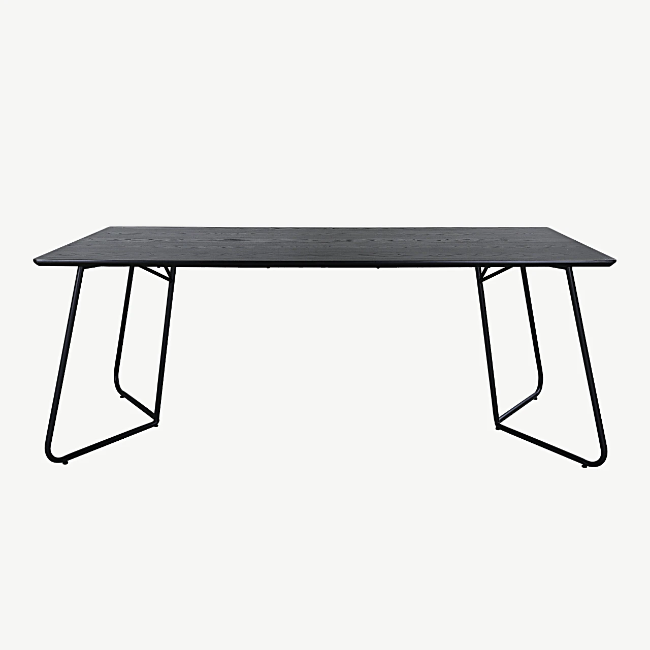 Must söögilaud Petra MDF-spooniga ja terasjalgadel, 190x90 cm - 15574-888