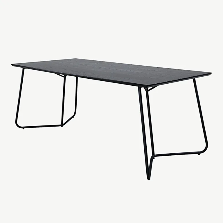 Must söögilaud Petra MDF-spooniga ja terasjalgadel, 190x90 cm - 15574-888