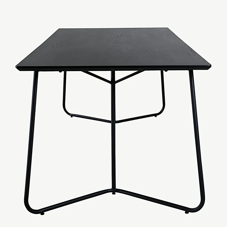 Must söögilaud Petra MDF-spooniga ja terasjalgadel, 190×90 cm, 15574-888 – 3