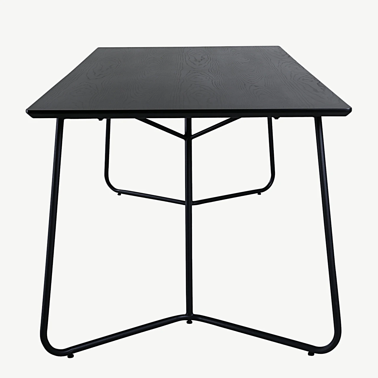 Must söögilaud Petra MDF-spooniga ja terasjalgadel, 190x90 cm - 15574-888