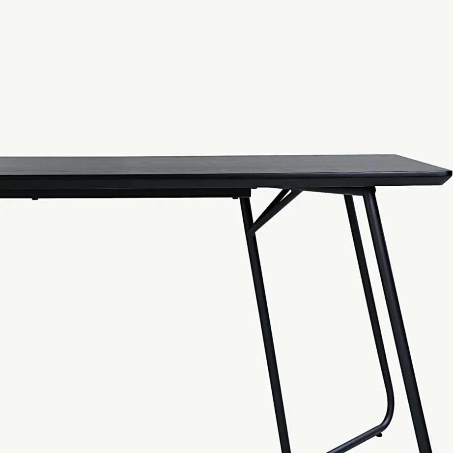 Must söögilaud Petra MDF-spooniga ja terasjalgadel, 190×90 cm, 15574-888 – 4