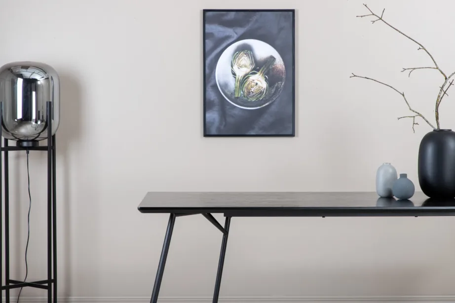 Must söögilaud Petra MDF-spooniga ja terasjalgadel, 190×90 cm, 15574-888 – 7