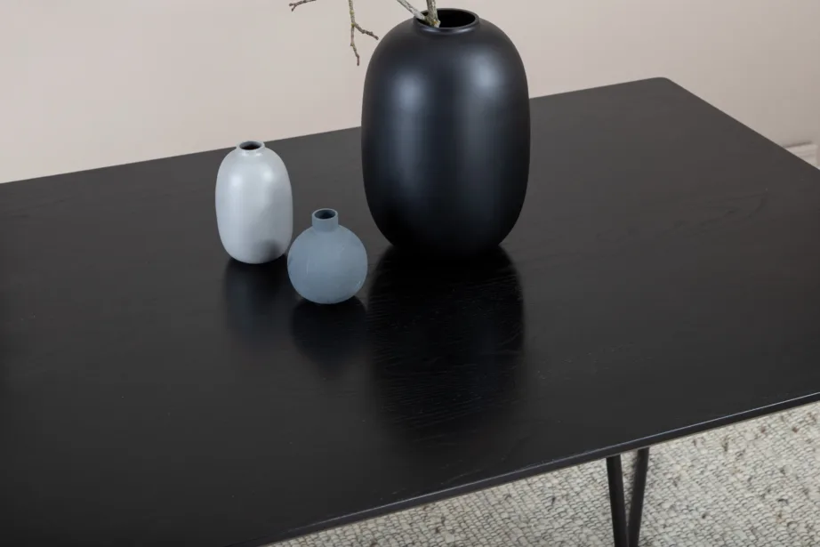 Must söögilaud Petra MDF-spooniga ja terasjalgadel, 190×90 cm, 15574-888 – 10