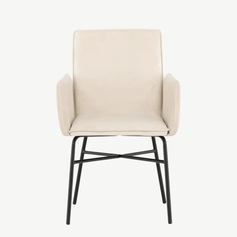 Beežist velvetkangast söögitool musta terasraamiga Petra, 15575-102 – 4