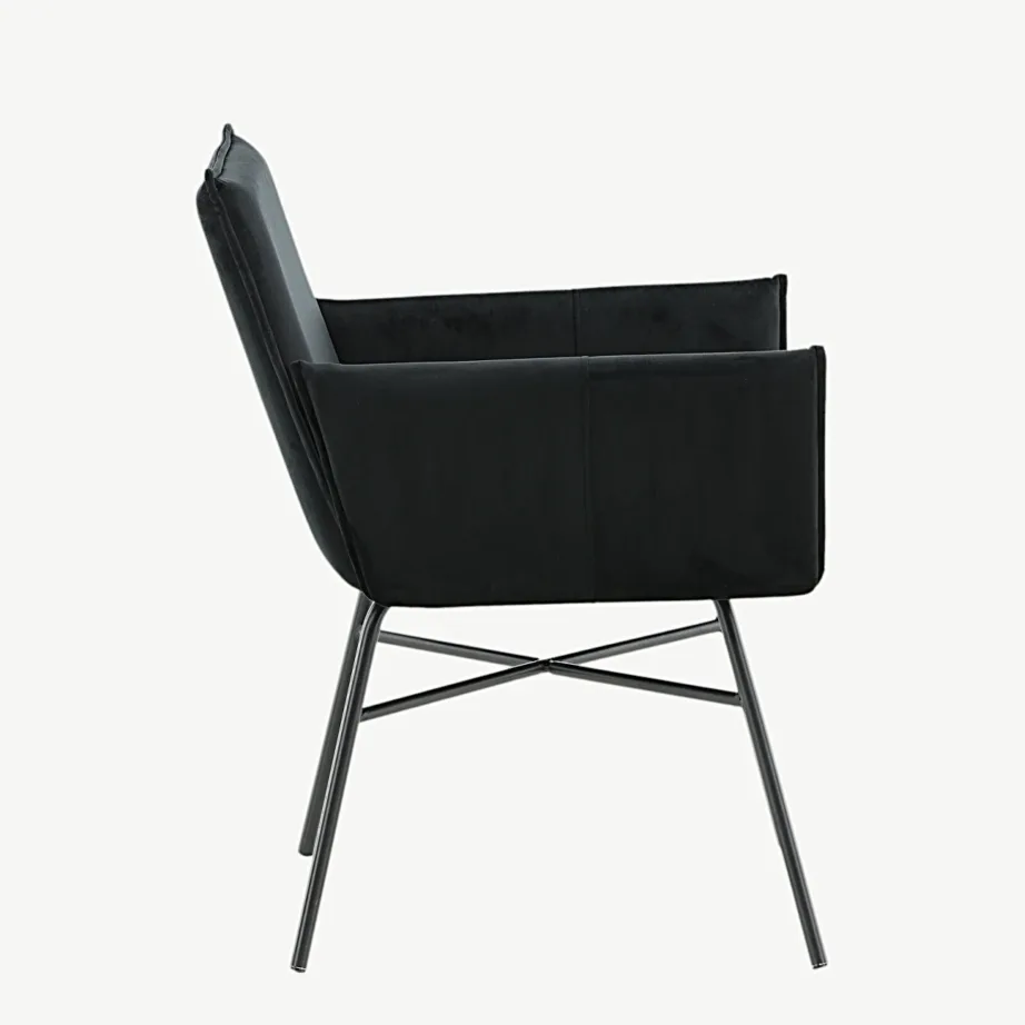 Must pehme velvetkattega söögitool Petra metalljalgadega, 15575-888 – 2