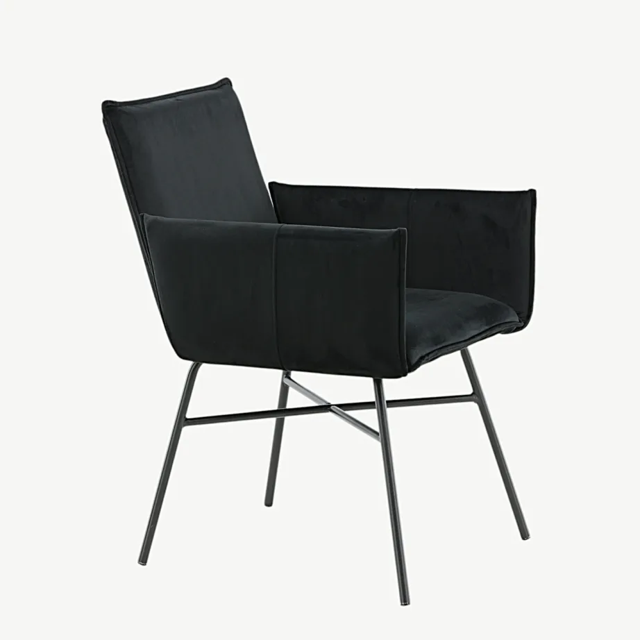 Must pehme velvetkattega söögitool Petra metalljalgadega, 15575-888 – 3