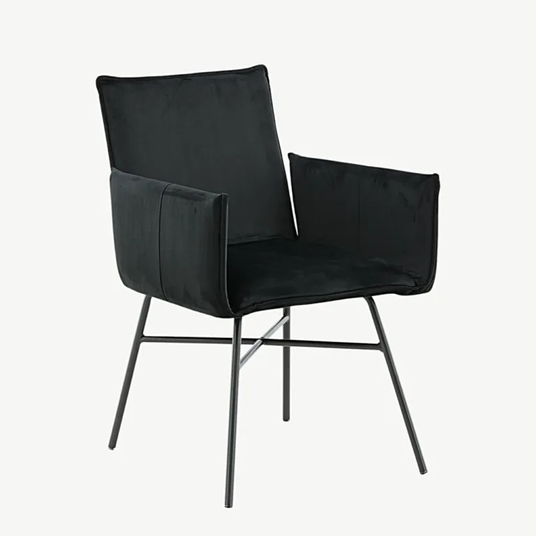 Must pehme velvetkattega söögitool Petra metalljalgadega - 15575-888