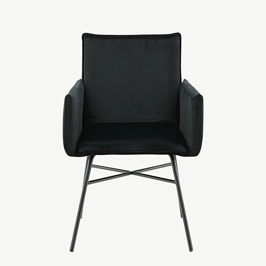 Must pehme velvetkattega söögitool Petra metalljalgadega, 15575-888 – 4