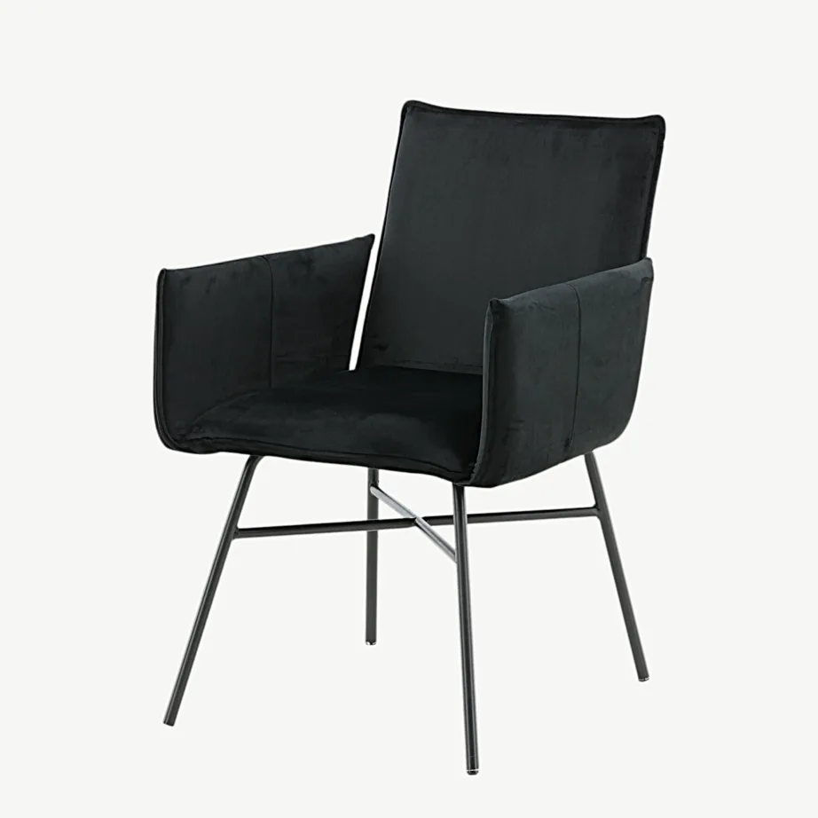 Must pehme velvetkattega söögitool Petra metalljalgadega, 15575-888 – 5