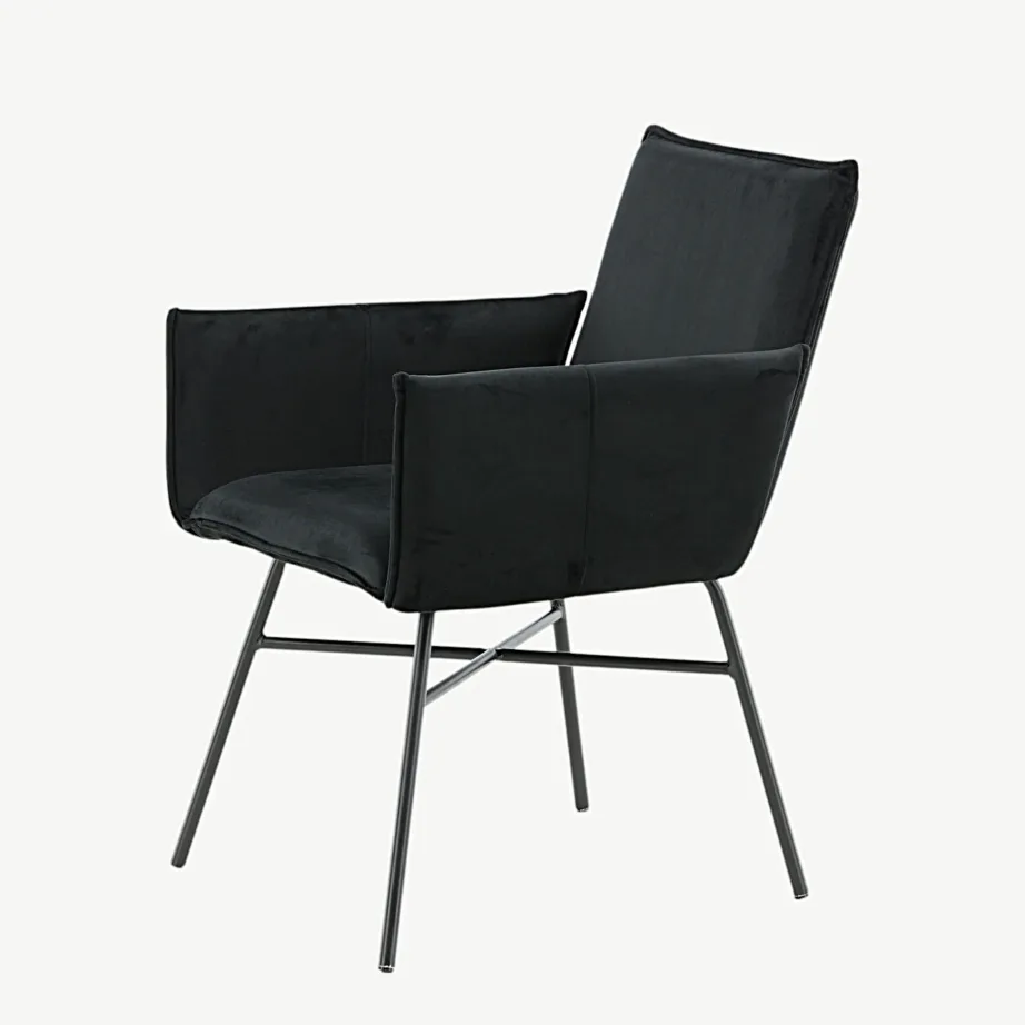 Must pehme velvetkattega söögitool Petra metalljalgadega, 15575-888 – 6