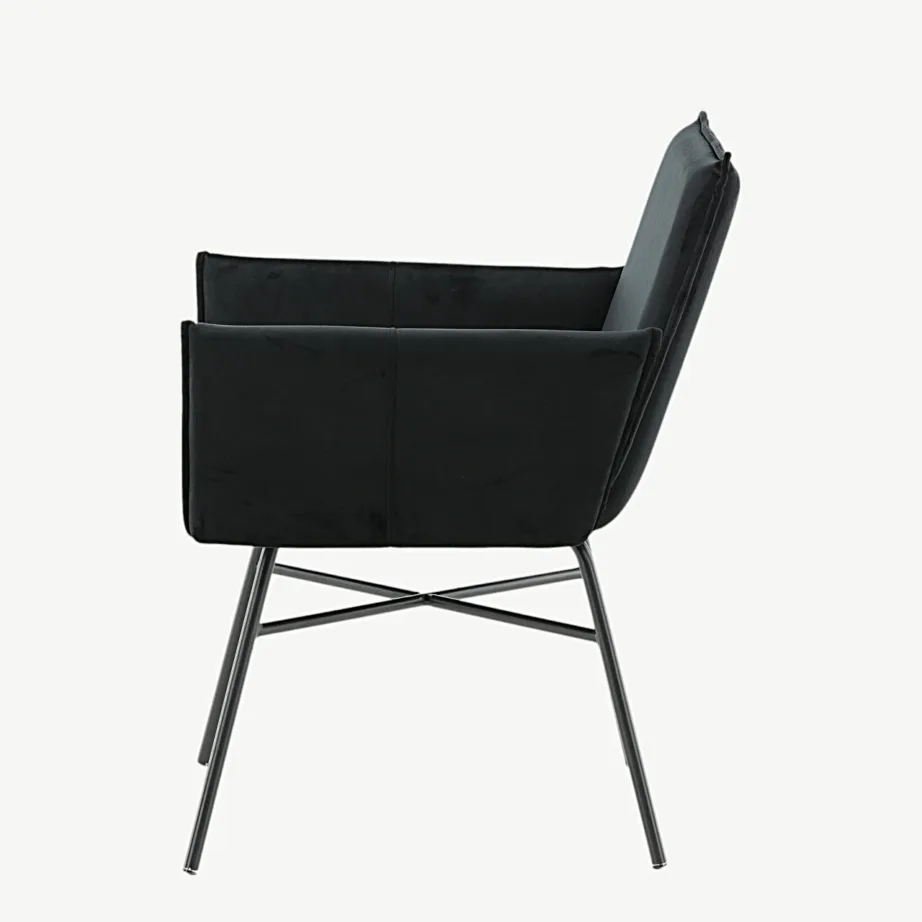 Must pehme velvetkattega söögitool Petra metalljalgadega, 15575-888 – 7