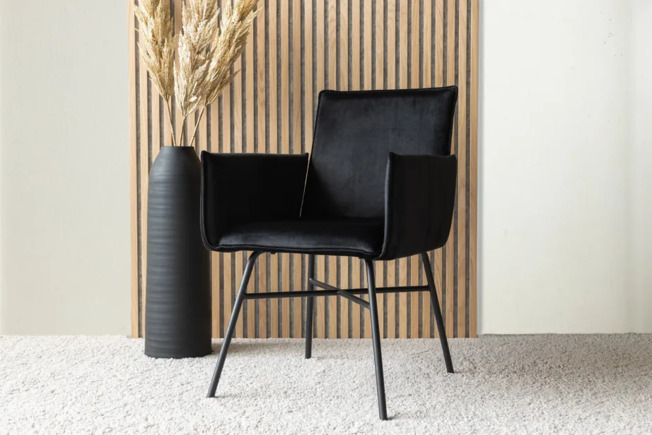 Must pehme velvetkattega söögitool Petra metalljalgadega, 15575-888 – 8